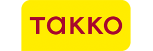 Roter TAKKO-Schriftzug auf gelbem Grund